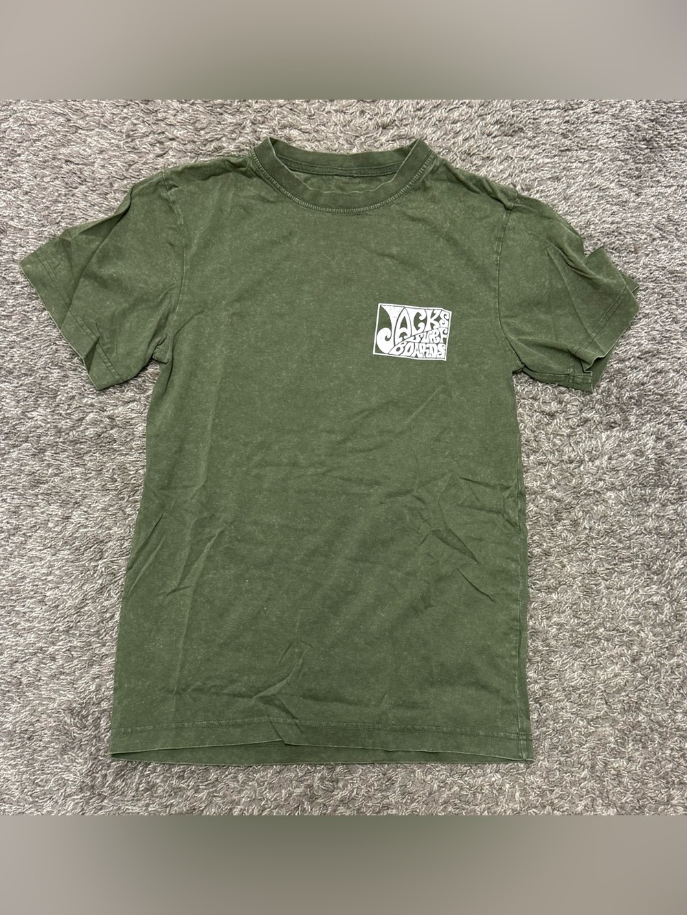NWOT Men’s Jacks Surfboards SS Tee, Size S, Green (weathered look) *runs small*